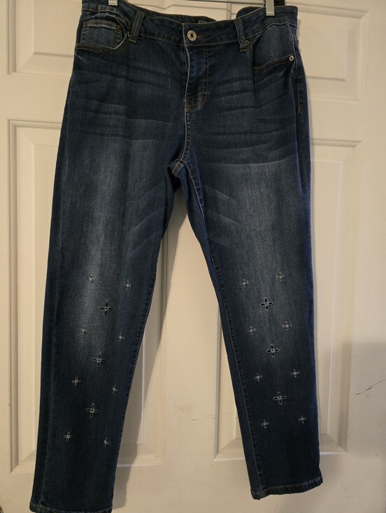 Denim - Stitch And Star Dark Blue Women's Embroidered Jeans